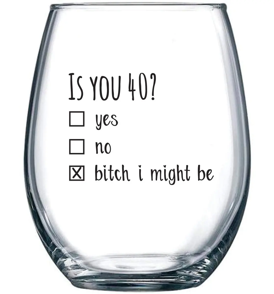 Gelid 40th Birthday Wine Glass | Funny Is You 40 Gift for Mom Dad Husband Wife - main product image