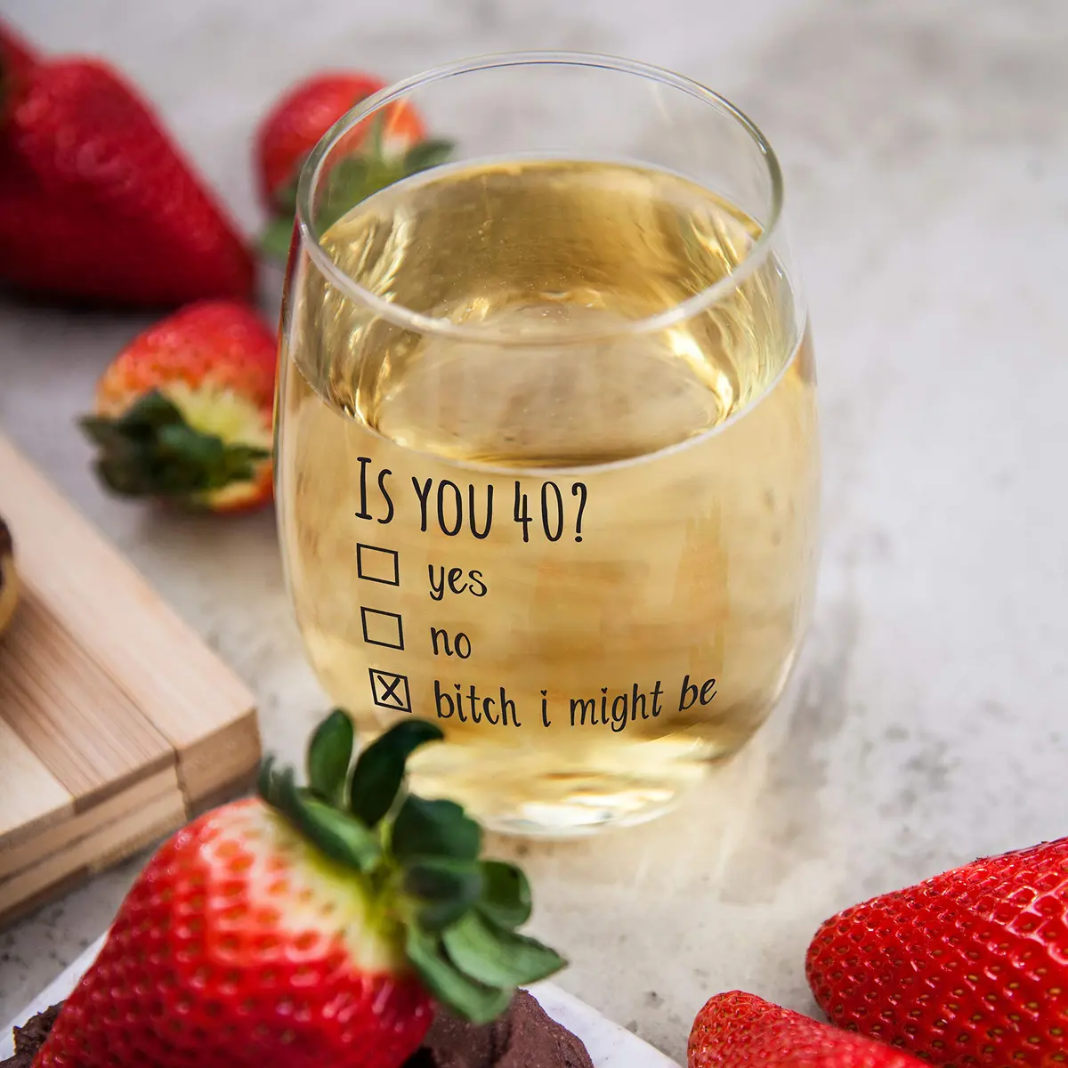 Gelid 40th Birthday Wine Glass | Funny Is You 40 Gift for Mom Dad Husband Wife - view 7