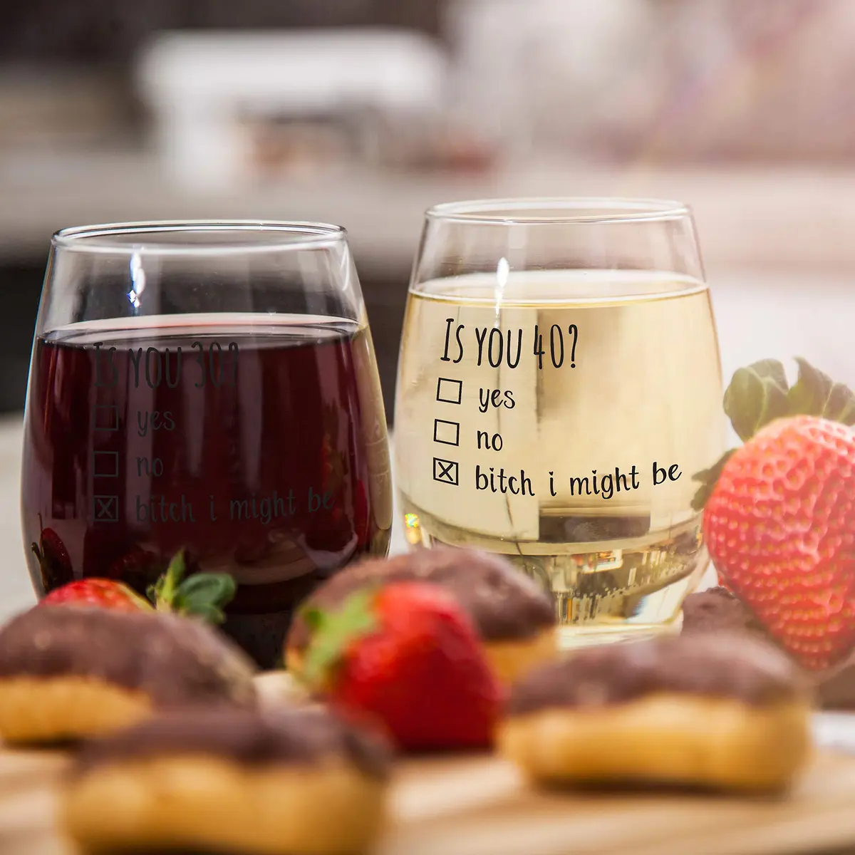 Gelid 40th Birthday Wine Glass | Funny Is You 40 Gift for Mom Dad Husband Wife - view 8