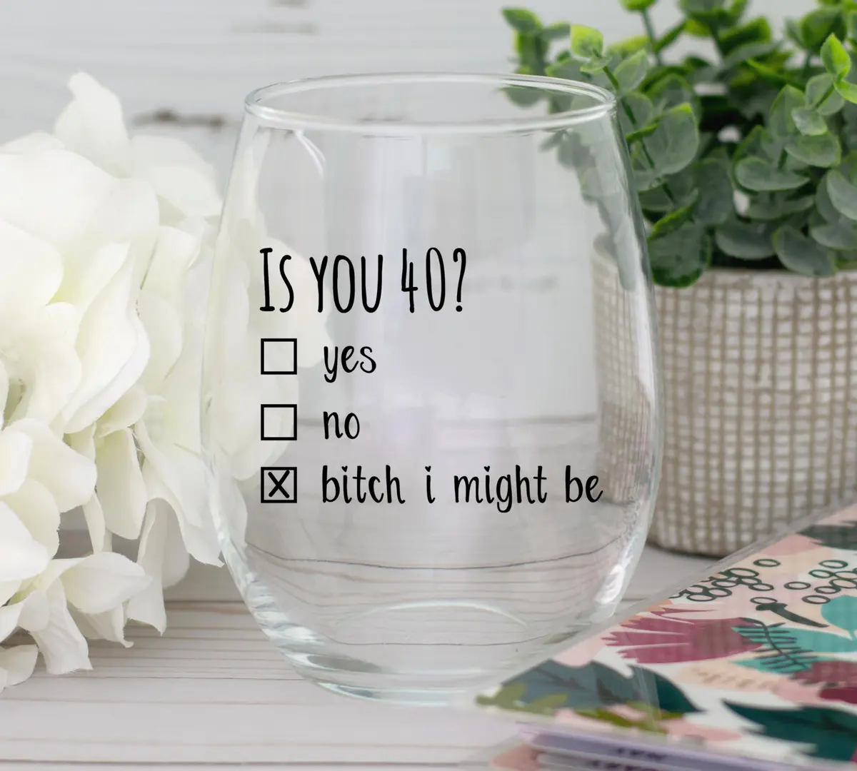 Gelid 40th Birthday Wine Glass | Funny Is You 40 Gift for Mom Dad Husband Wife - view 2