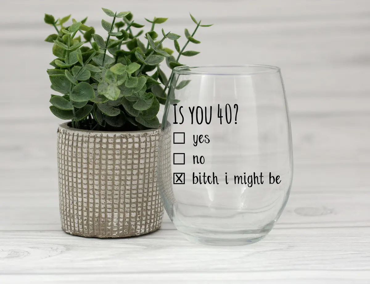 Gelid 40th Birthday Wine Glass | Funny Is You 40 Gift for Mom Dad Husband Wife - view 3
