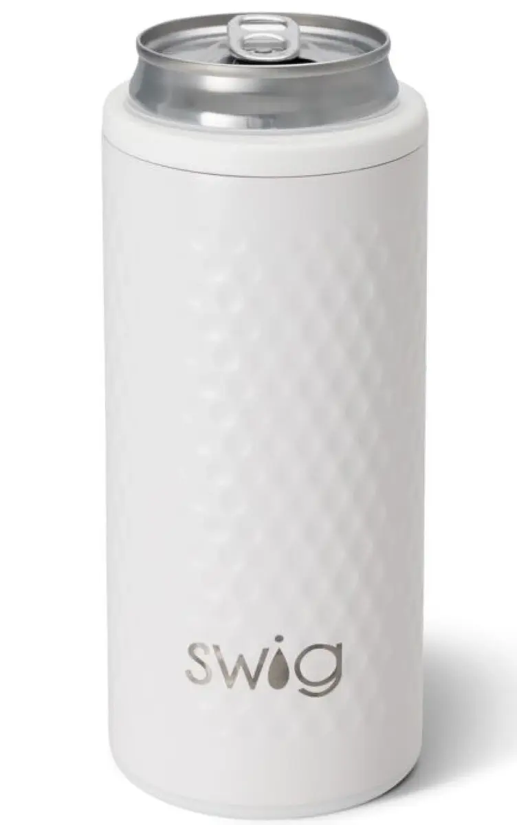Swig Life 12oz Insulated Skinny Can Cooler for Slim Cans | Golf Ball Design Keeps Drinks Cold 12H - main product image