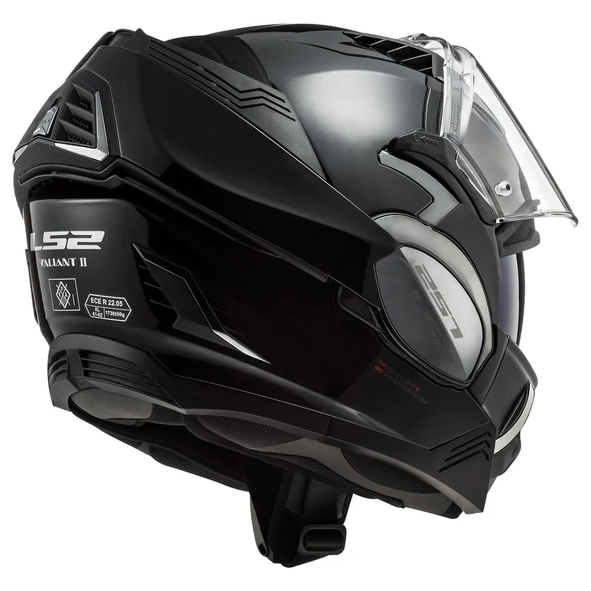 LS2 Helmets Valiant II Modular Helmet (Gloss Blackout - X-Small) | DOT Approved, Lightweight & Aerodynamic - view 7