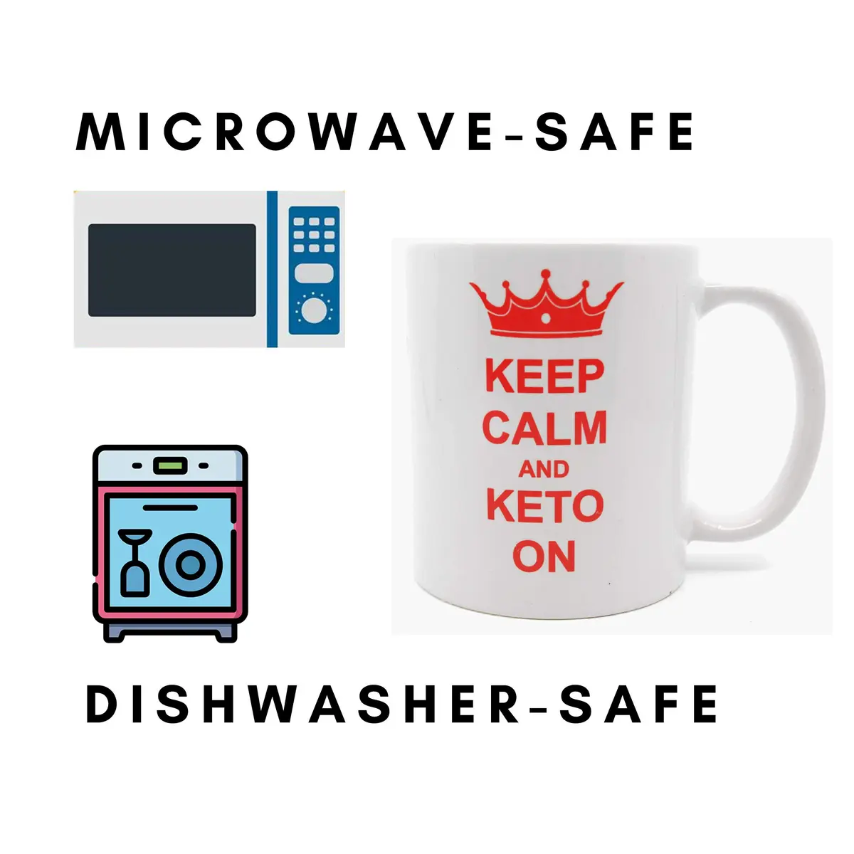 Rave Keep Calm & Keto On Coffee Mug 325ml (11 Fl Oz) | Humorous Keto Gift for Men & Women - view 2