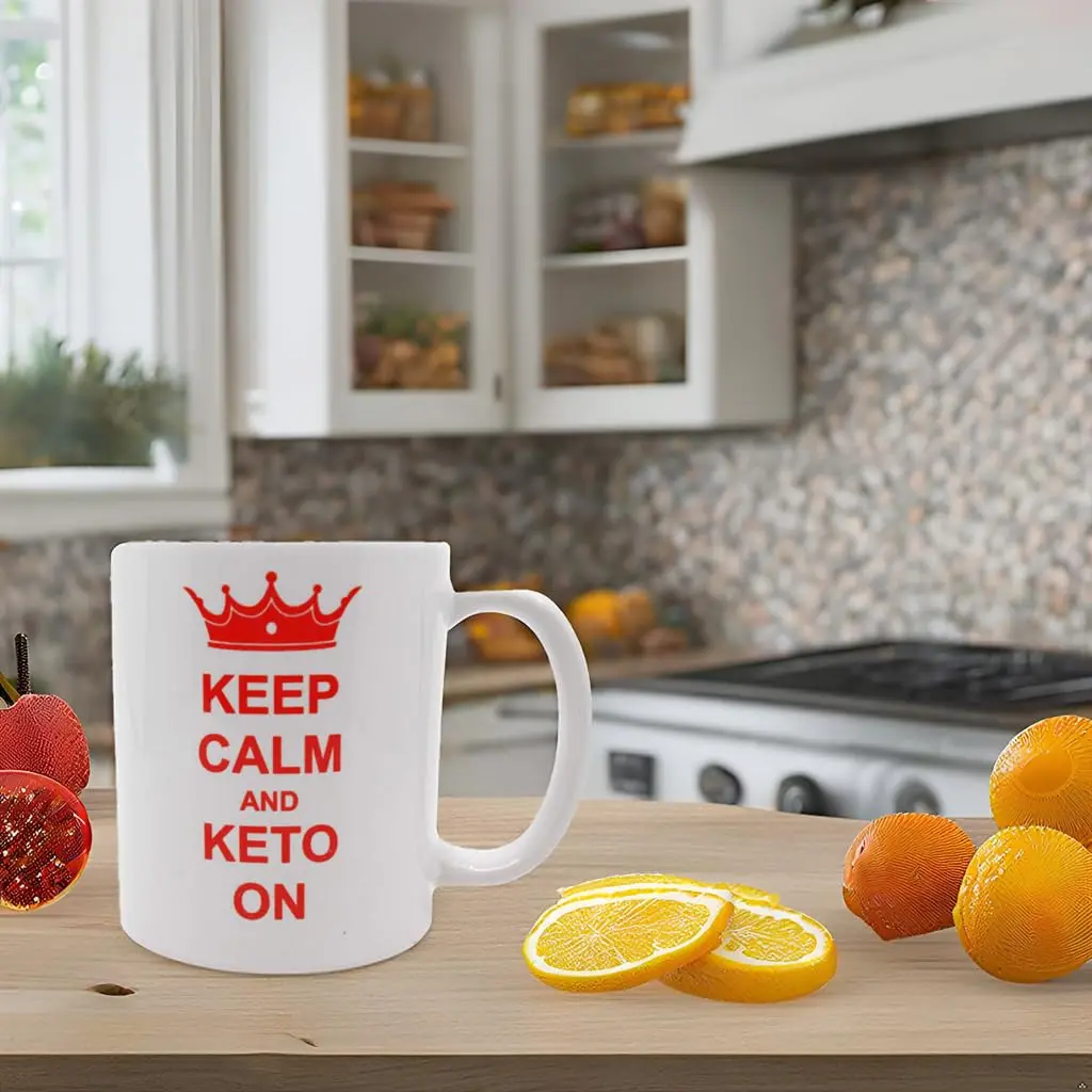 Rave Keep Calm & Keto On Coffee Mug 325ml (11 Fl Oz) | Humorous Keto Gift for Men & Women - view 3