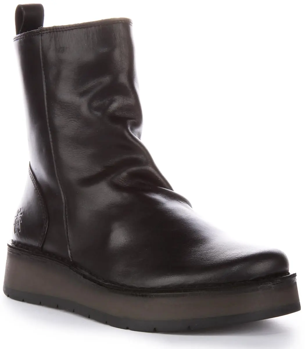 FLY London Women's Reno053fly Ankle Boots, black, US 8/8.5 | Chunky Heel & Slip-On Comfort - main product image