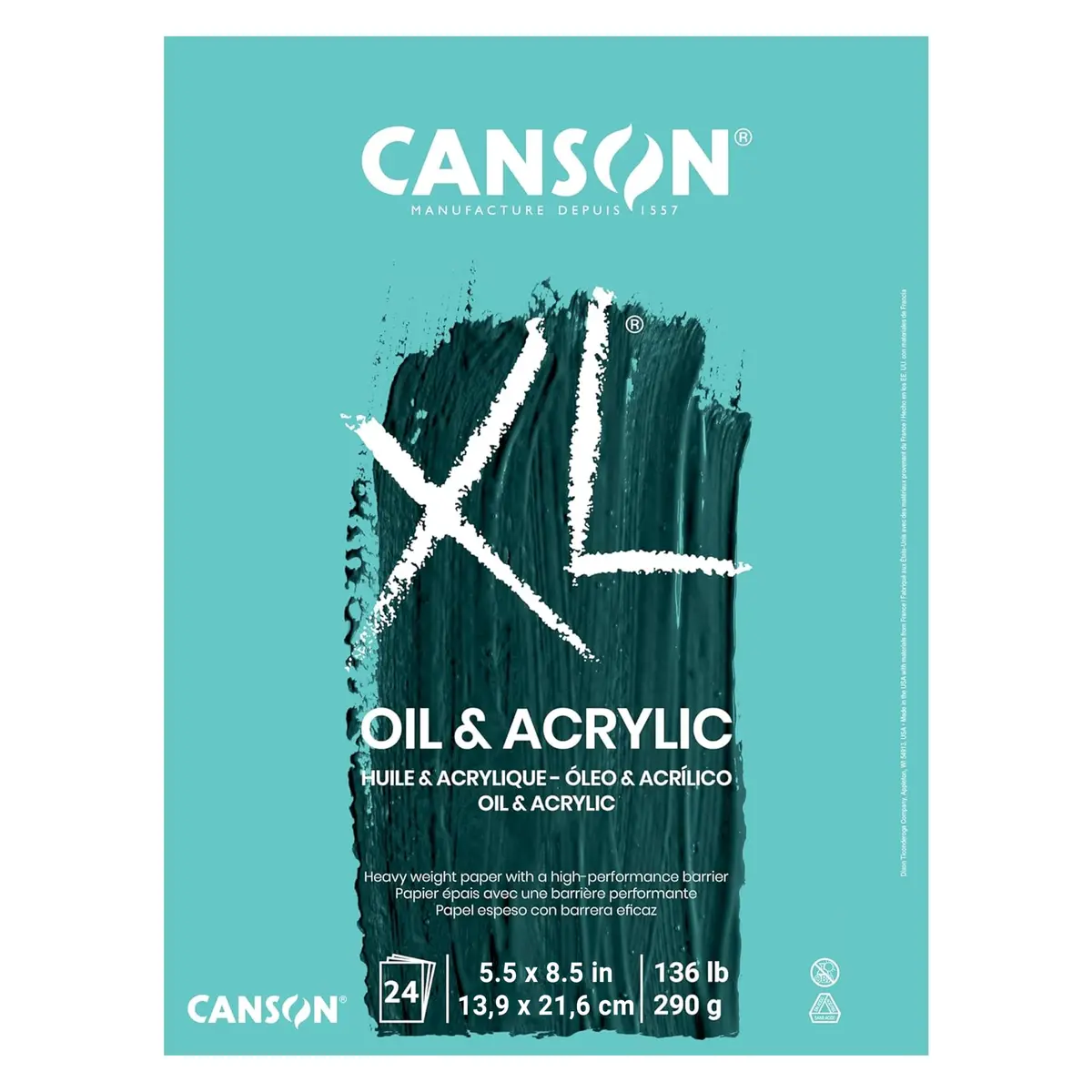 Canson XL Series Oil & Acrylic Paint Paper Pad 5.5x8.5 in | Textured, Bleed Proof, 24 Sheets - main product image