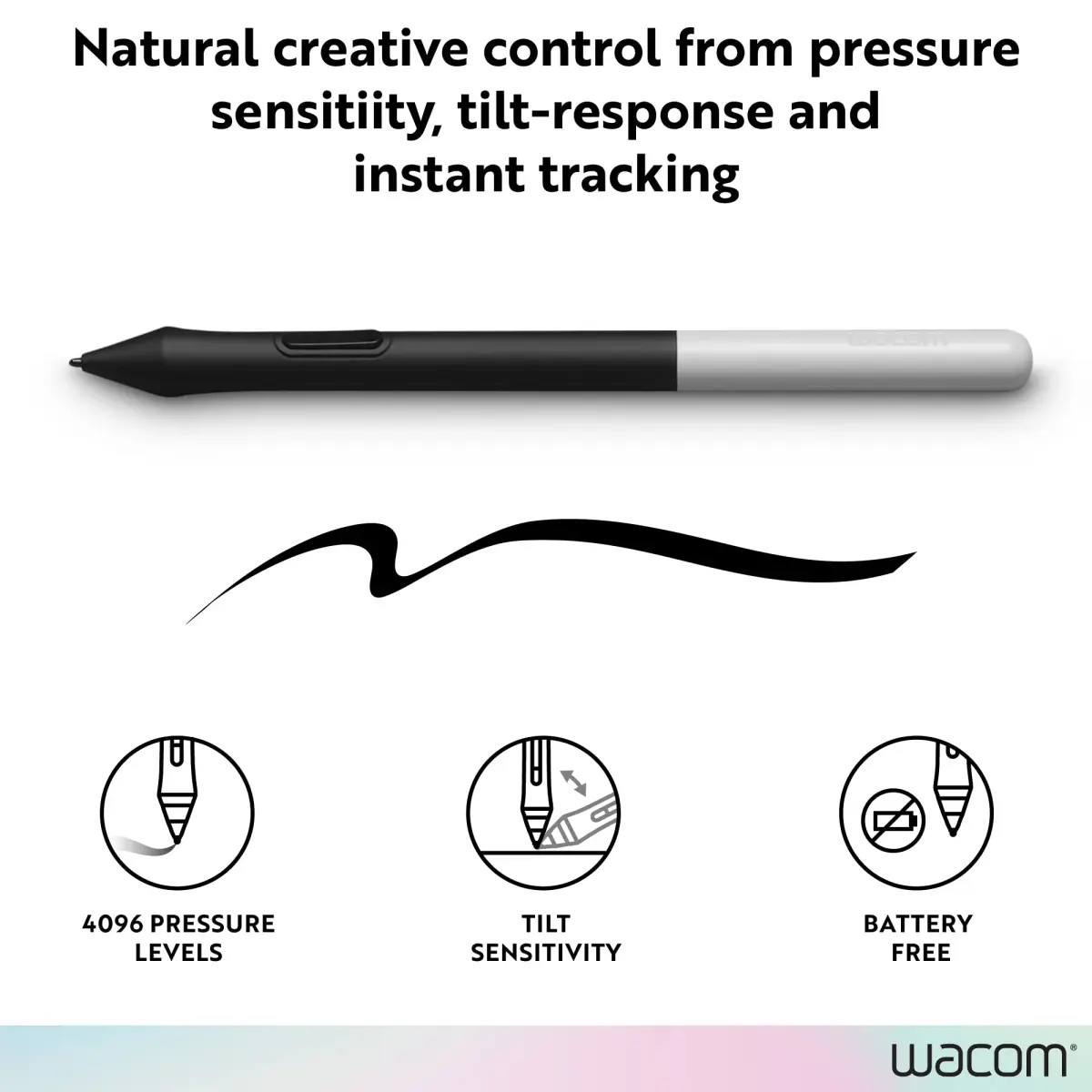 Wacom One Pen Replacement Stylus | Cordless, Battery-Free, Pressure Sensitive - view 3
