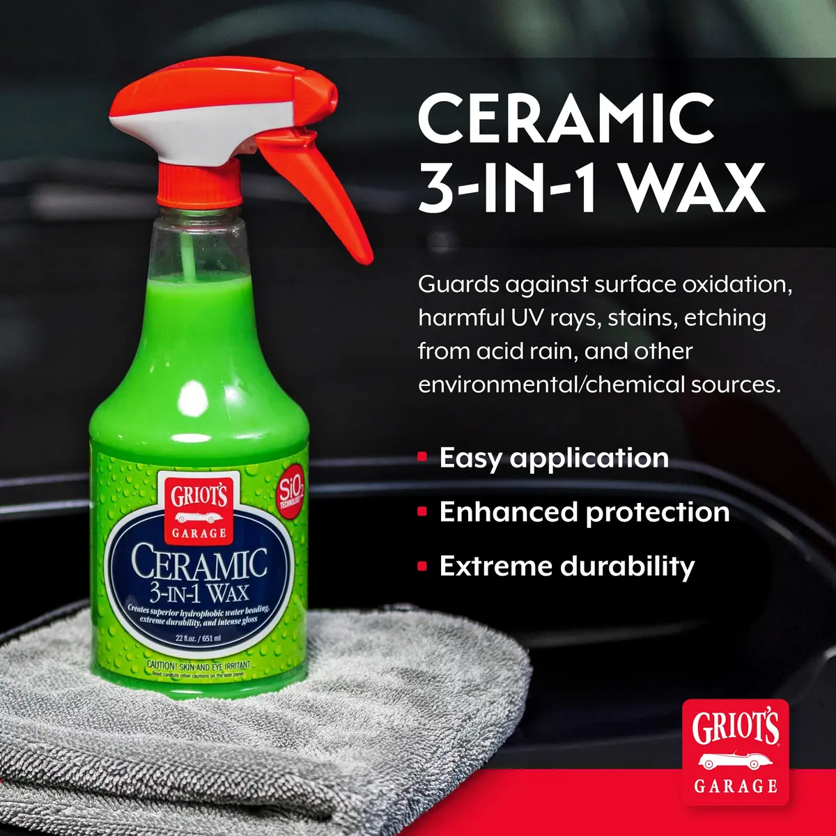 Griot's Garage Ceramic 3-in-1 Wax Spray 651ml (22 Fl Oz) | SiO2 Protection & Water Beading - view 2