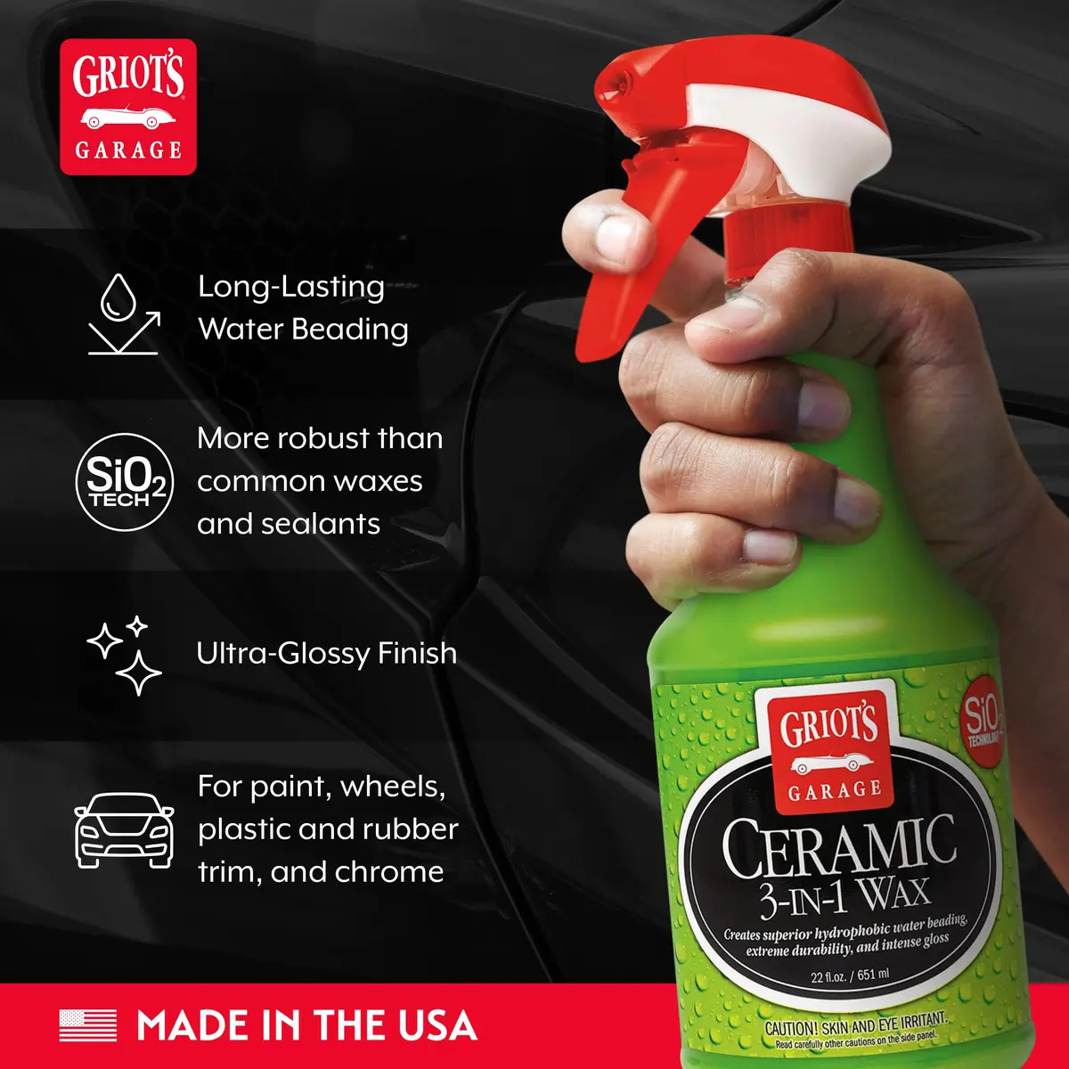 Griot's Garage Ceramic 3-in-1 Wax Spray 651ml (22 Fl Oz) | SiO2 Protection & Water Beading - view 3
