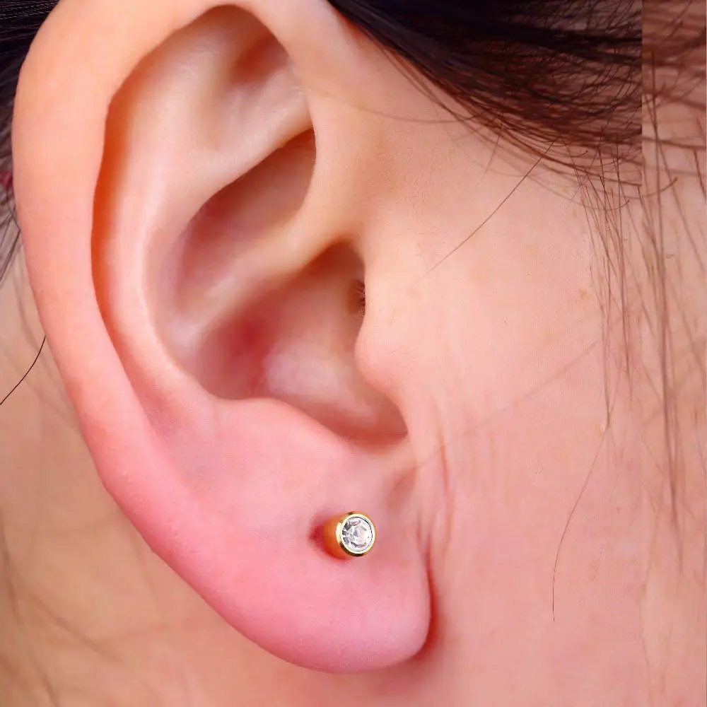 KAIQIKAIXI 2Pcs Ear Piercing Kit with 4mm Golden Studs & Cleaning Pads | Automatic & Painless Household Piercing Tools - view 5