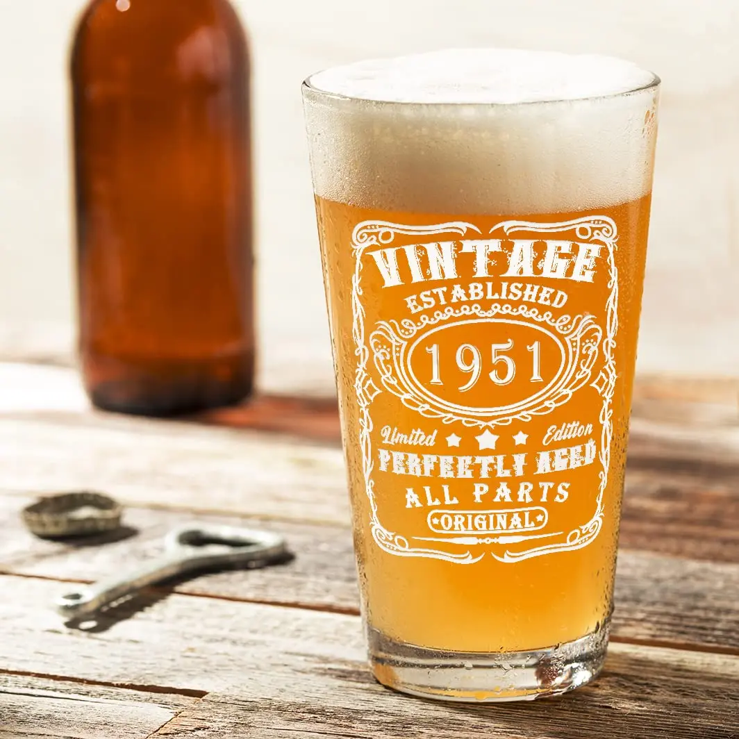 Cuptify Personalized 74th Birthday Beer Glass 16 oz | Custom Vintage Etched Mug for Men - view 3