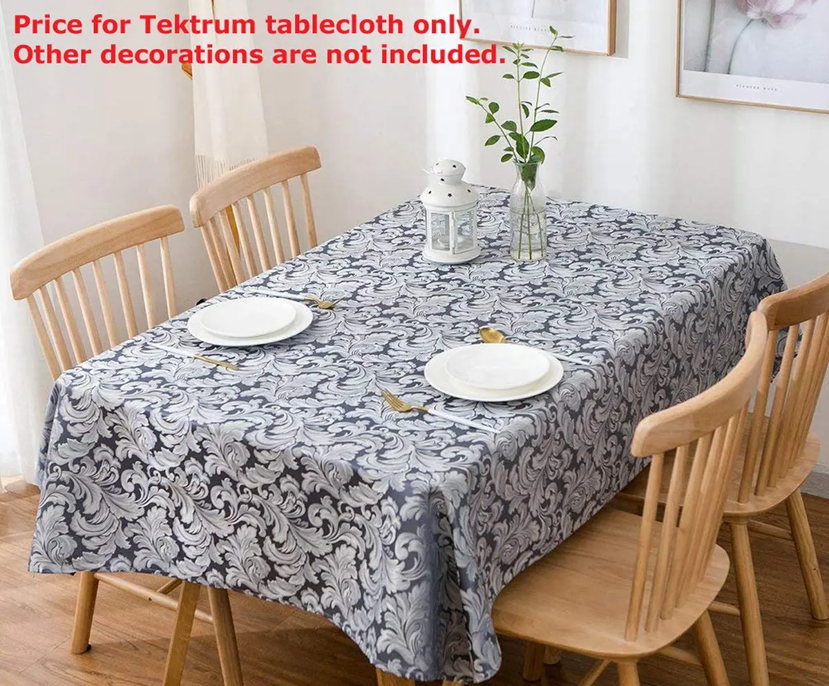 Tektrum 70 x 70 inch Square Damask Jacquard Tablecloth - Waterproof & Stain Resistant - view 5