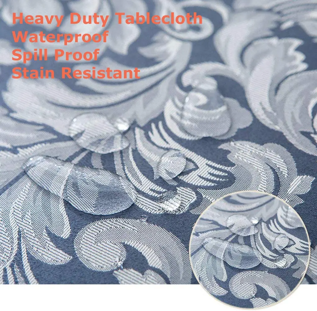 Tektrum 70 x 70 inch Square Damask Jacquard Tablecloth - Waterproof & Stain Resistant - view 2