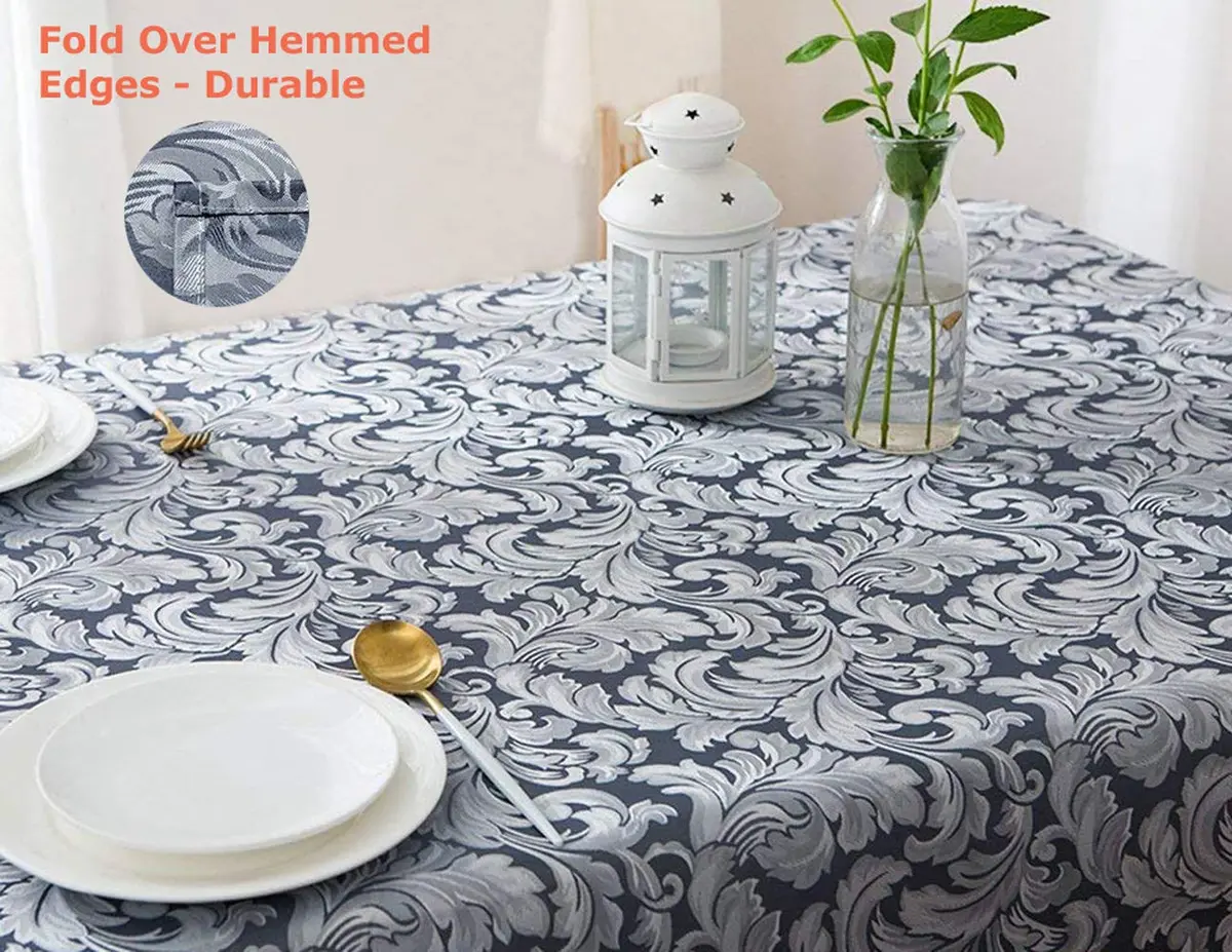 Tektrum 70 x 70 inch Square Damask Jacquard Tablecloth - Waterproof & Stain Resistant - view 4