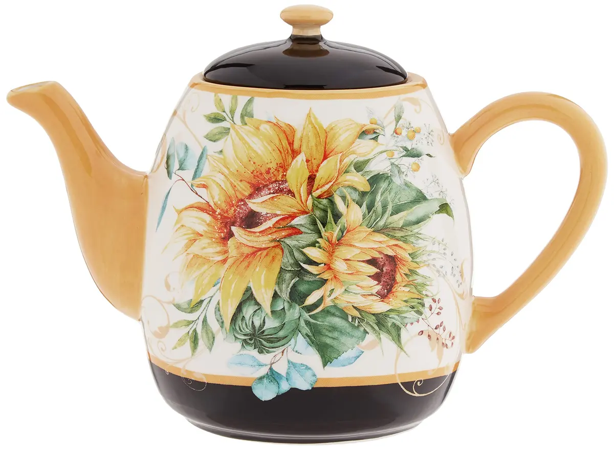 Certified International Sunflower Fields 40 oz Ceramic Teapot with Lid | Floral Design, 40 oz Capacity, Dishwasher Safe - main product image