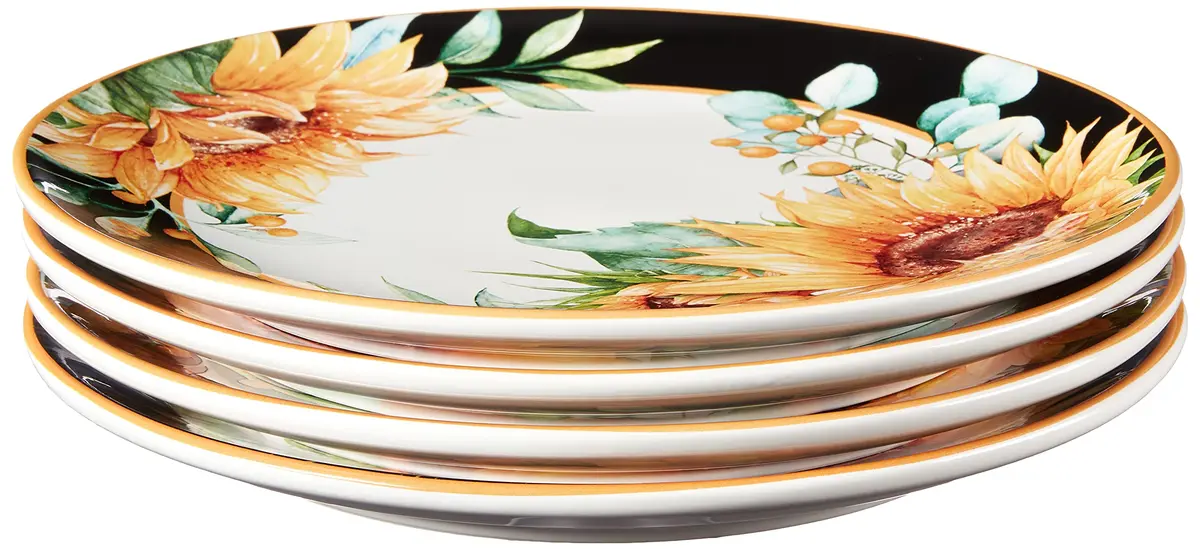 Certified International Sunflower Fields 10.75" Dinner Plates, Multi Colored, Large, Set of 4 | Farmhouse Style Ceramic Dinnerware - main product image