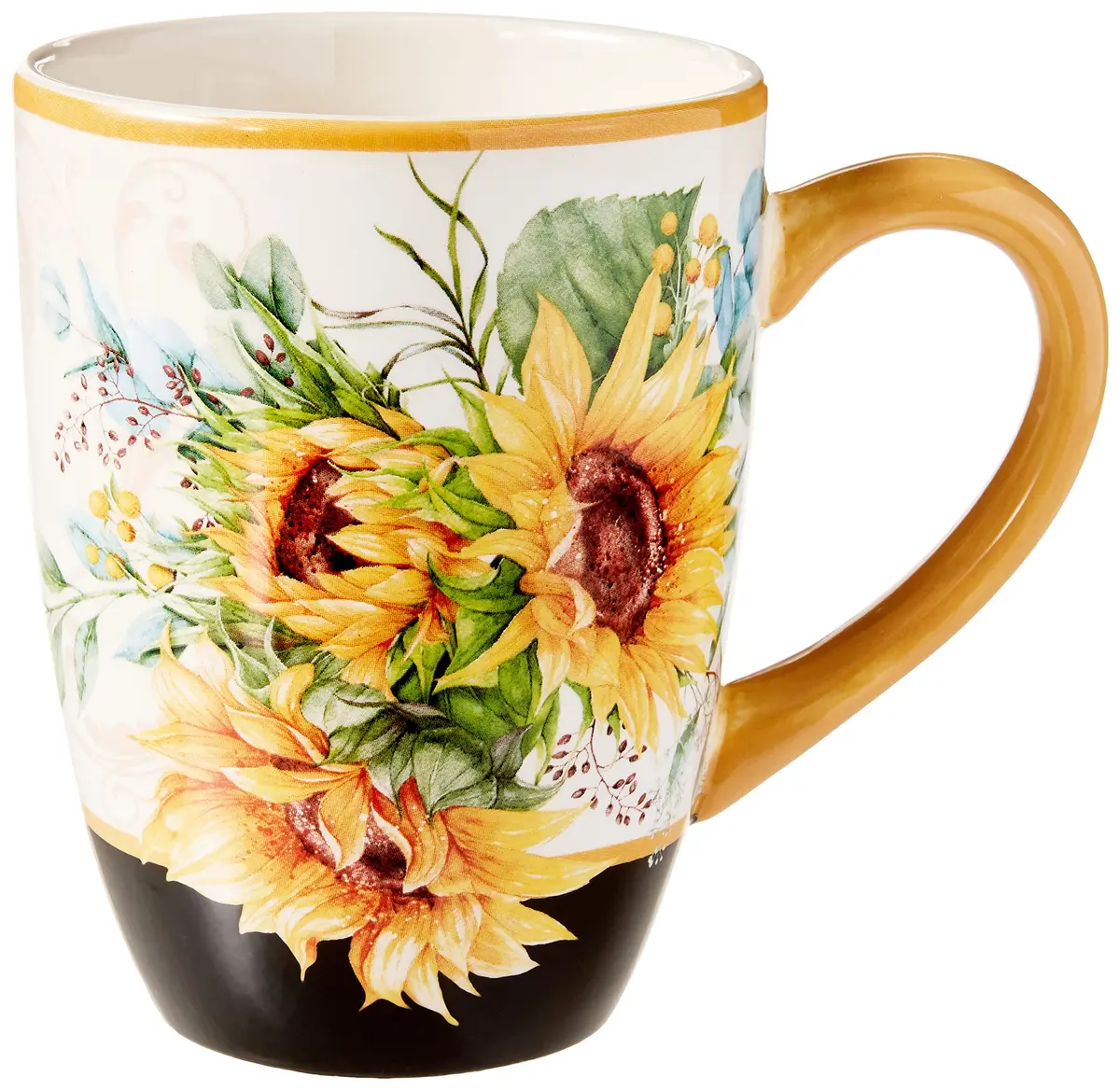 Certified International Sunflower Fields Ceramic Mug Set (4) | 18 oz Floral Coffee & Tea Cups with Golden Handles - view 2