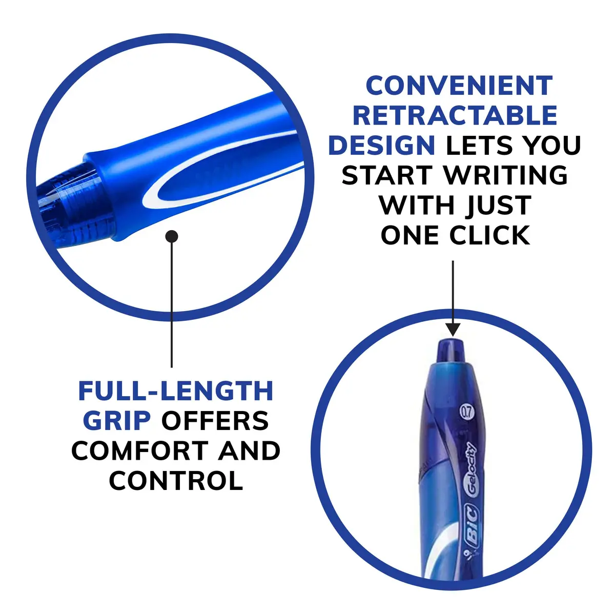 BIC Gelocity Quick Dry Blue Gel Pens, Medium Point (0.7mm), 12-Count Pack | Smooth Ink Flow - view 7