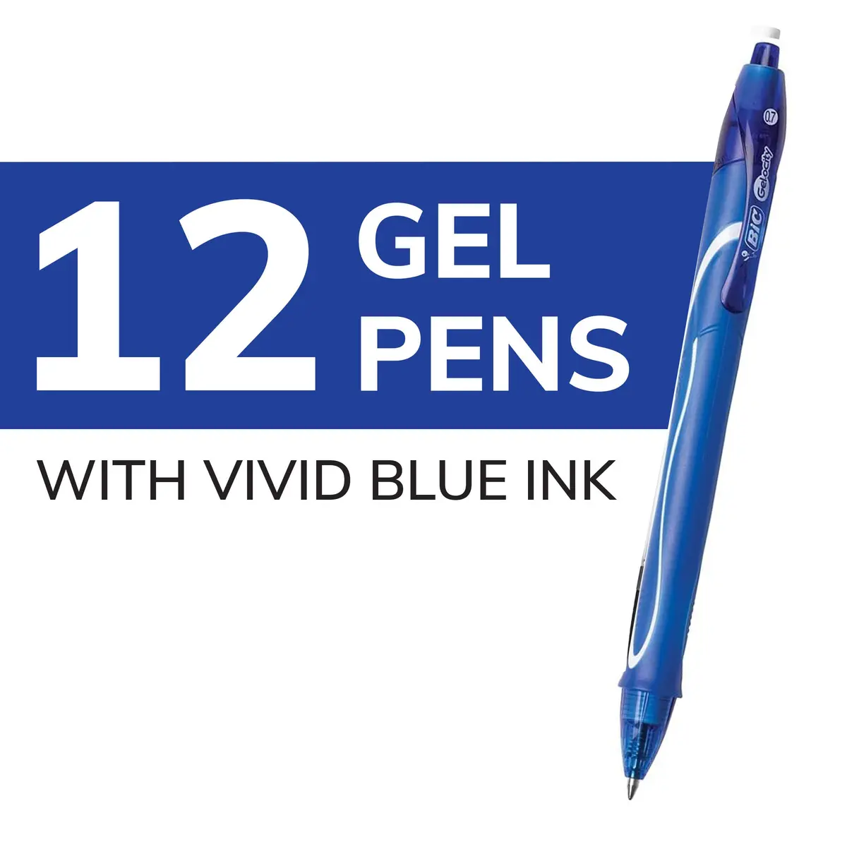 BIC Gelocity Quick Dry Blue Gel Pens, Medium Point (0.7mm), 12-Count Pack | Smooth Ink Flow - view 2