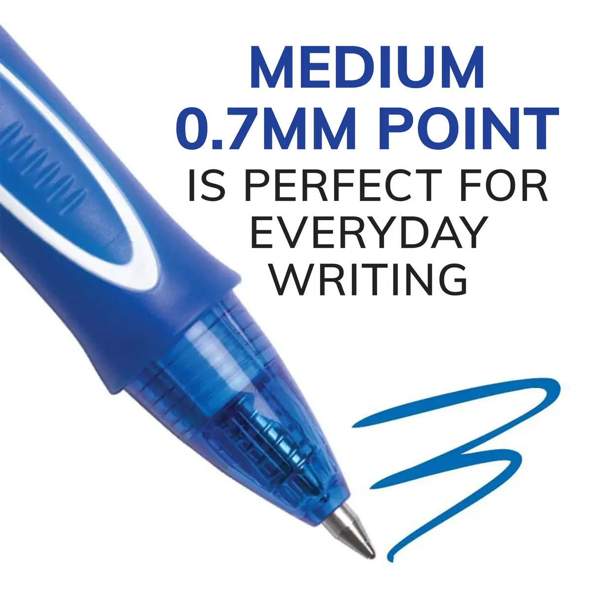 BIC Gelocity Quick Dry Blue Gel Pens, Medium Point (0.7mm), 12-Count Pack | Smooth Ink Flow - view 3