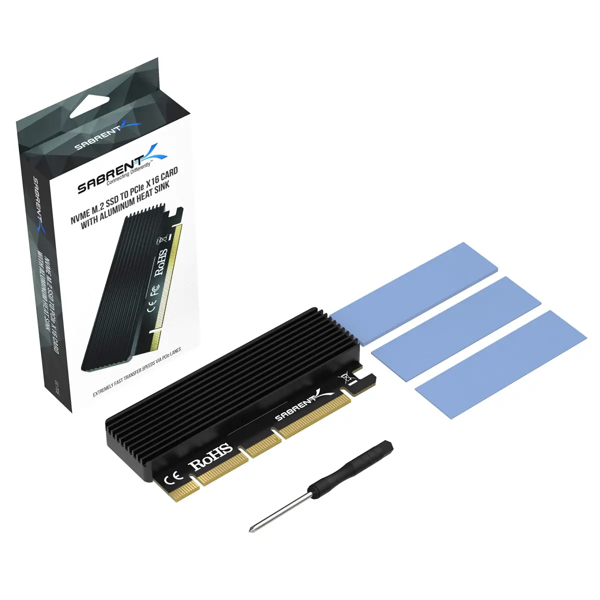 Sabrent M.2 NVMe SSD to PCIe Adapter Card with Heatsink | Supports PCIe x16/x8/x4 Slots, NVMe SSDs 2230-2280 - view 7