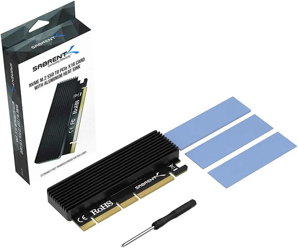 Sabrent M.2 NVMe SSD to PCIe Adapter Card with Heatsink | Supports PCIe x16/x8/x4 Slots, NVMe SSDs 2230-2280 - view 8