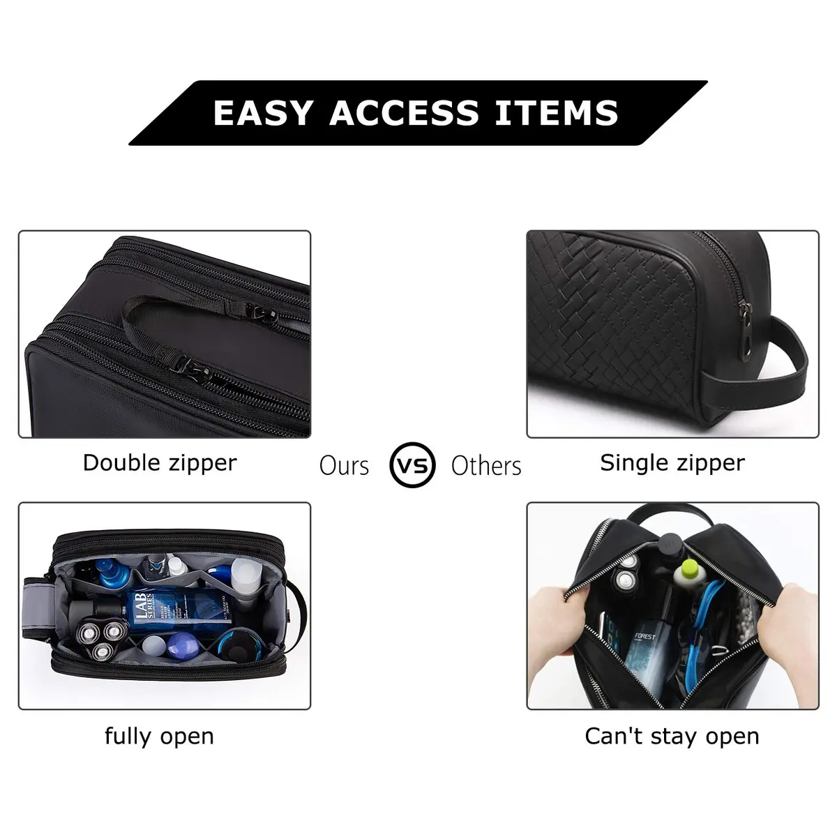 BAGSMART Toiletry Bag for Men, Travel Organizer, Water-Resistant, Black, Medium | Spacious & Multi-Functional - view 4