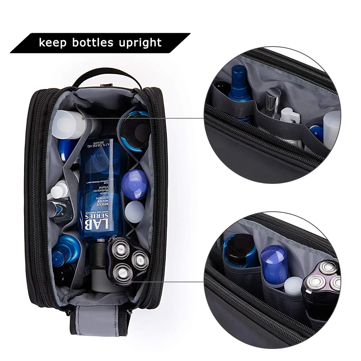 BAGSMART Toiletry Bag for Men, Travel Organizer, Water-Resistant, Black, Medium | Spacious & Multi-Functional - view 5
