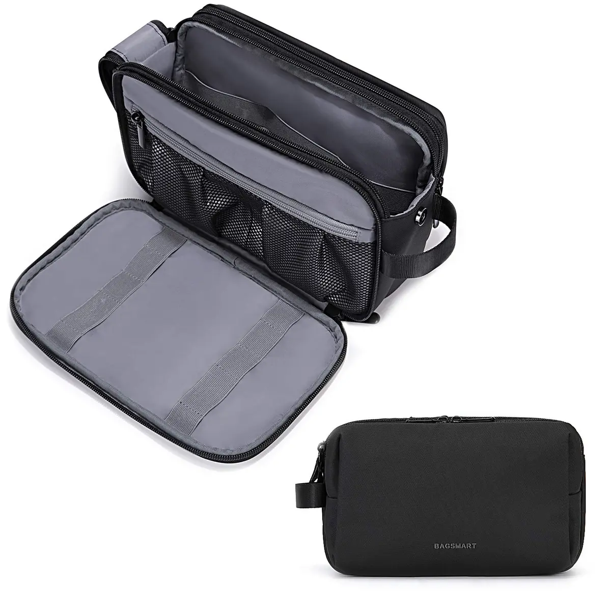 BAGSMART Toiletry Bag for Men, Travel Organizer, Water-Resistant, Black, Medium | Spacious & Multi-Functional - main product image
