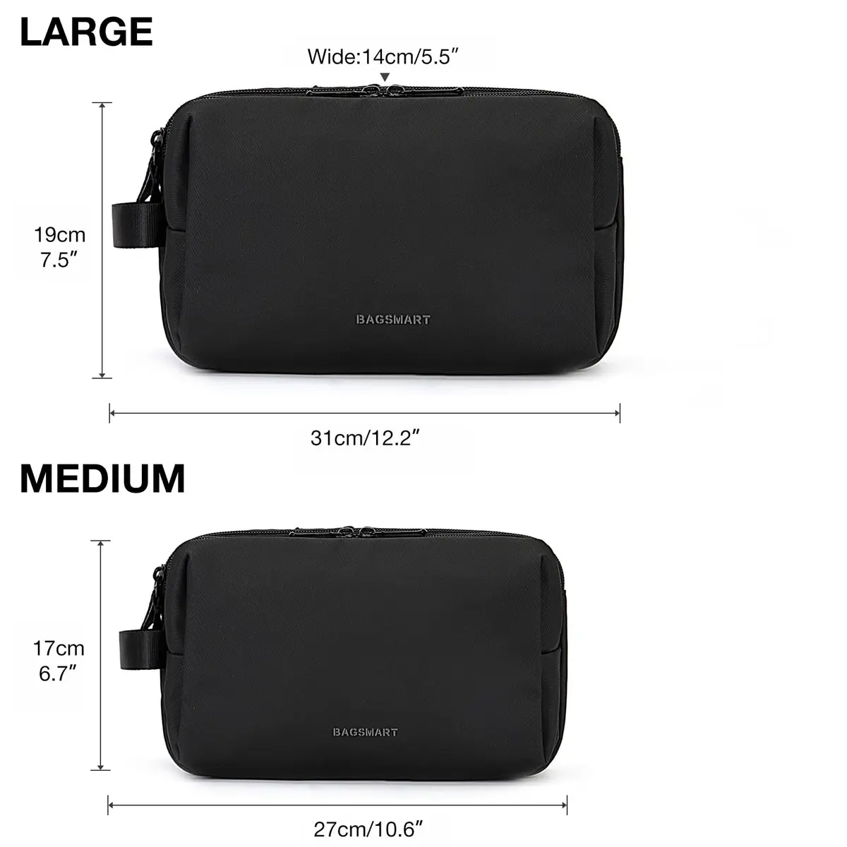 BAGSMART Toiletry Bag for Men, Travel Organizer, Water-Resistant, Black, Medium | Spacious & Multi-Functional - view 7