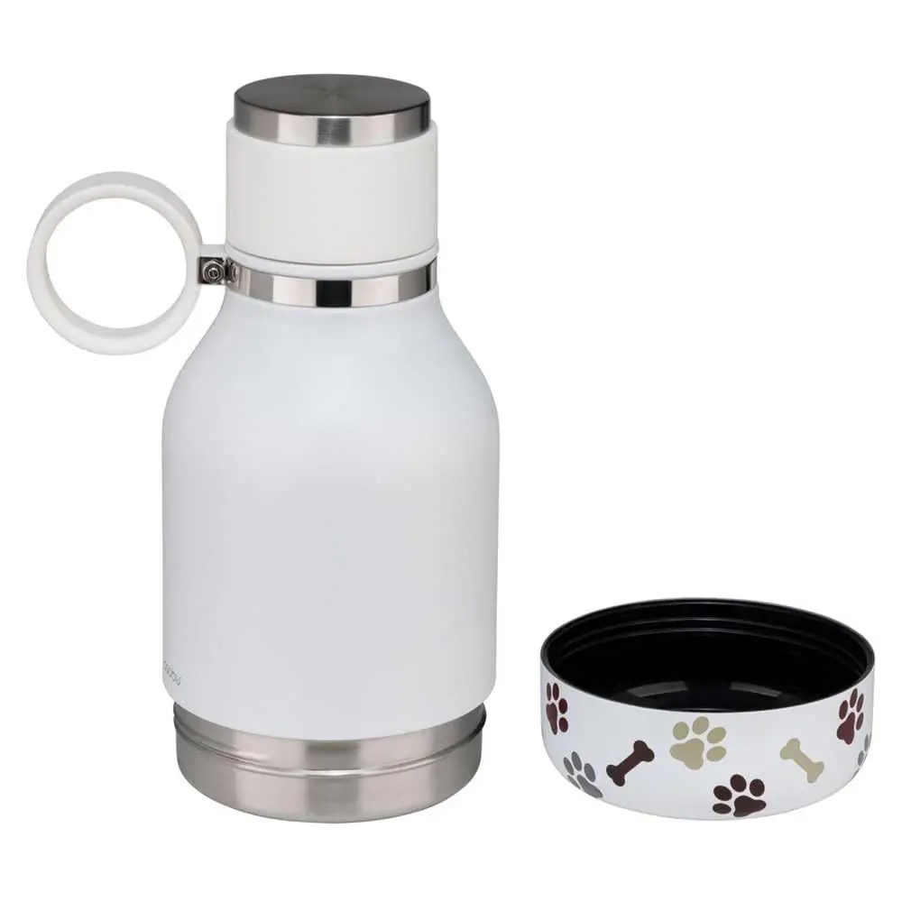 asobu Buddy Bottle White 945ml (32 oz) | Insulated Stainless Steel Dog Water Bottle with Removable Bowl & Food Storage - view 6