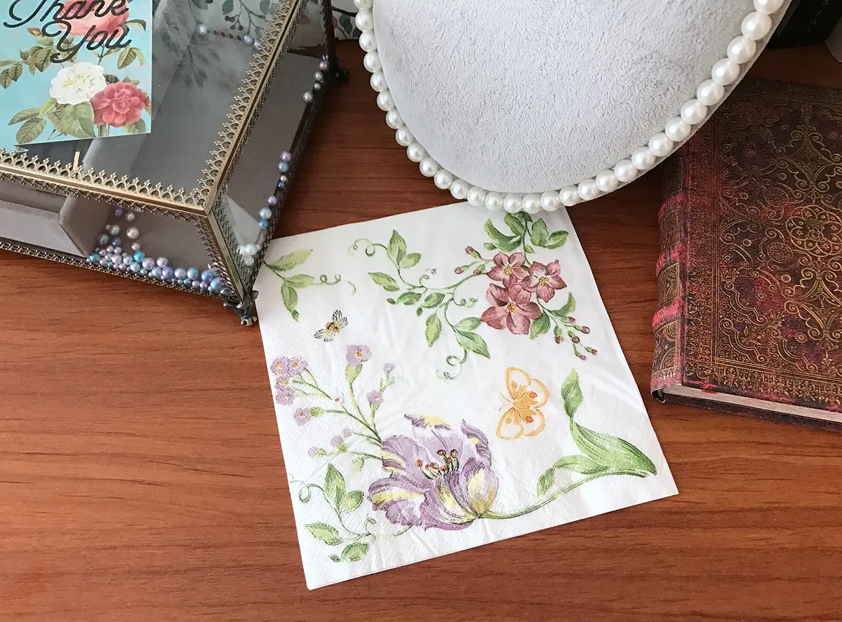 CIDBEST WallyE Decoupage Napkins 80 Pack | Flower & Butterfly Design for Weddings & Parties - view 3