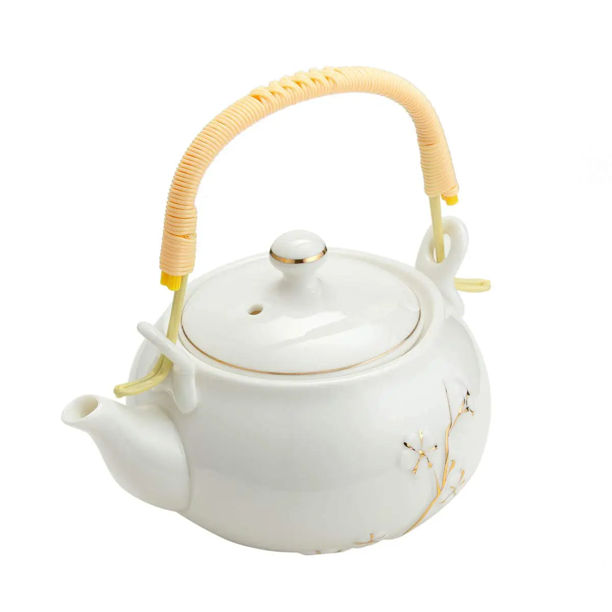 TJ Global White Porcelain Tea Set with Gold Accents | 170ml (6 Fl Oz) Teapot & 6x 177ml (6 Fl Oz) Cups - view 5