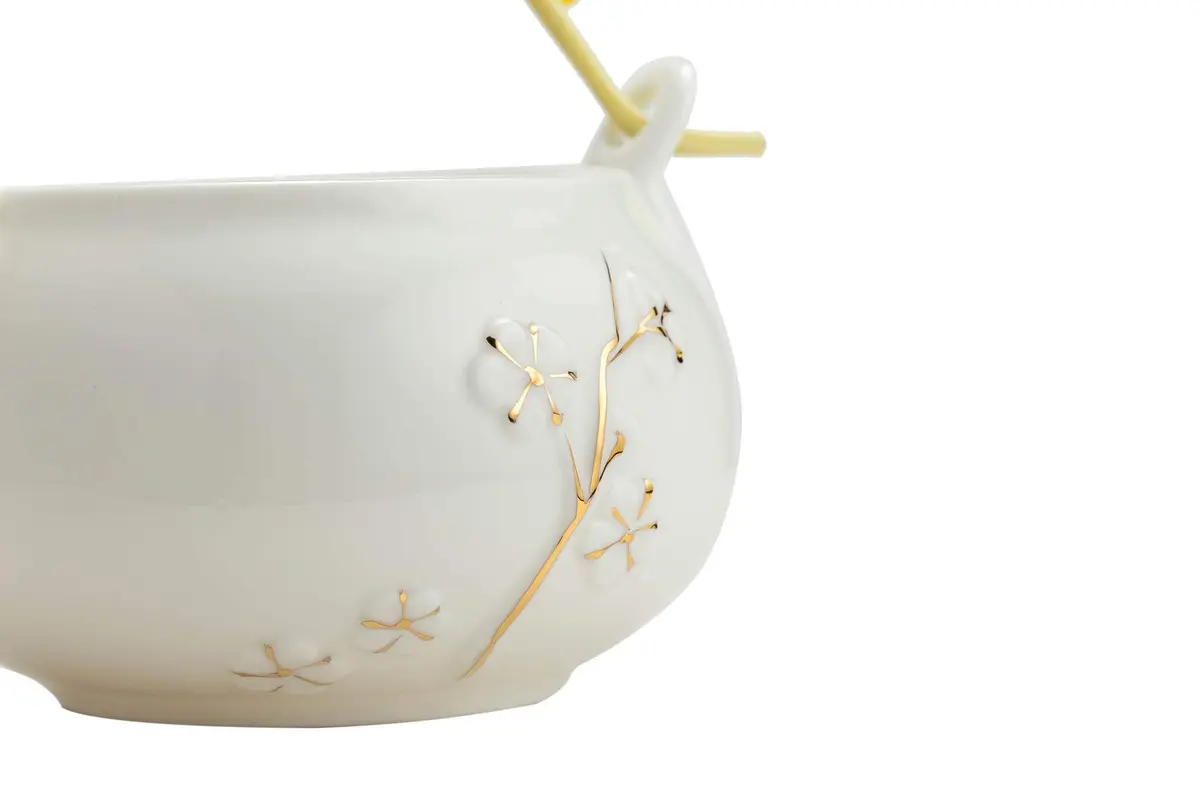 TJ Global White Porcelain Tea Set with Gold Accents | 170ml (6 Fl Oz) Teapot & 6x 177ml (6 Fl Oz) Cups - view 6