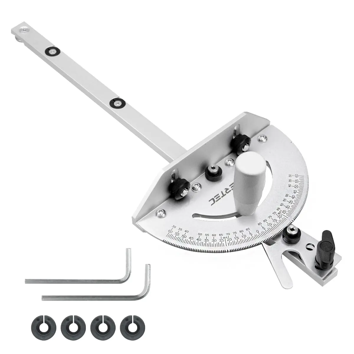 POWERTEC Miter Gauge for Table Saw | 120 Lockable Stops, Silver, 4.8in x 2.5in x 18.9in - main product image