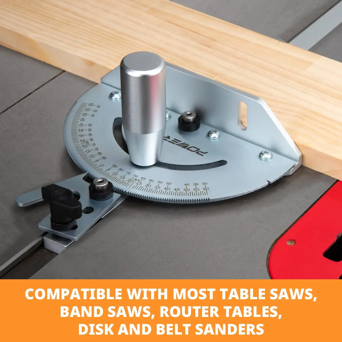 POWERTEC Miter Gauge for Table Saw | 120 Lockable Stops, Silver, 4.8in x 2.5in x 18.9in - view 5