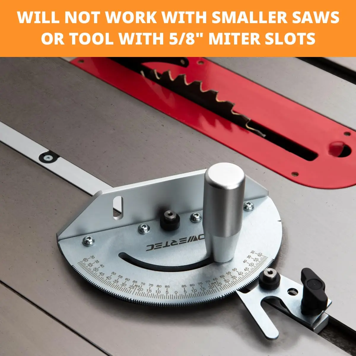 POWERTEC Miter Gauge for Table Saw | 120 Lockable Stops, Silver, 4.8in x 2.5in x 18.9in - view 6