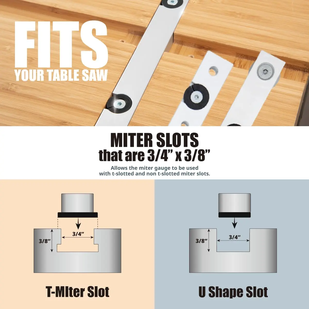 POWERTEC Miter Gauge for Table Saw | 120 Lockable Stops, Silver, 4.8in x 2.5in x 18.9in - view 2