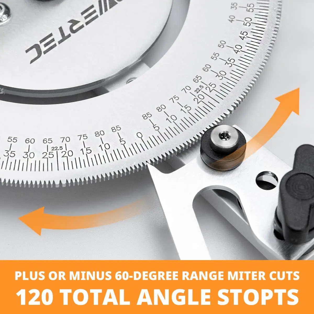 POWERTEC Miter Gauge for Table Saw | 120 Lockable Stops, Silver, 4.8in x 2.5in x 18.9in - view 3