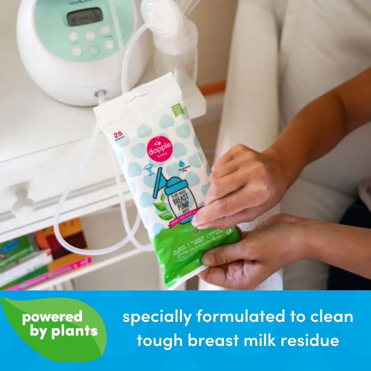 Dapple Baby Breast Pump Wipes, Fragrance-Free & Plant-Based, 25 Count (709ml / 25 Wipes) | Hypoallergenic for Sensitive Skin - view 2