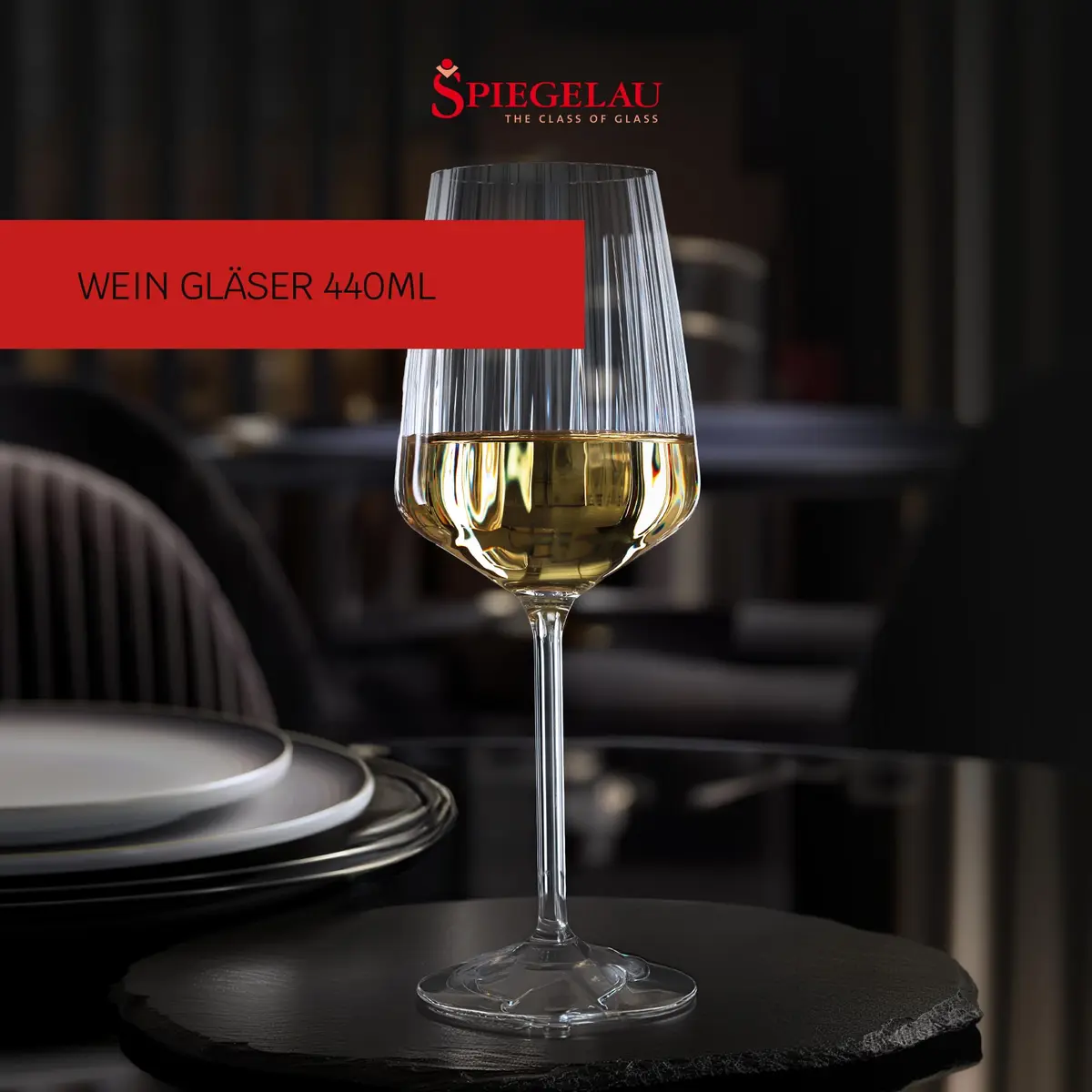 Spiegelau & Nachtmann White Wine Glass Set of 4 | Modern Diamond Shape, 440 ml, Dishwasher Safe - view 2