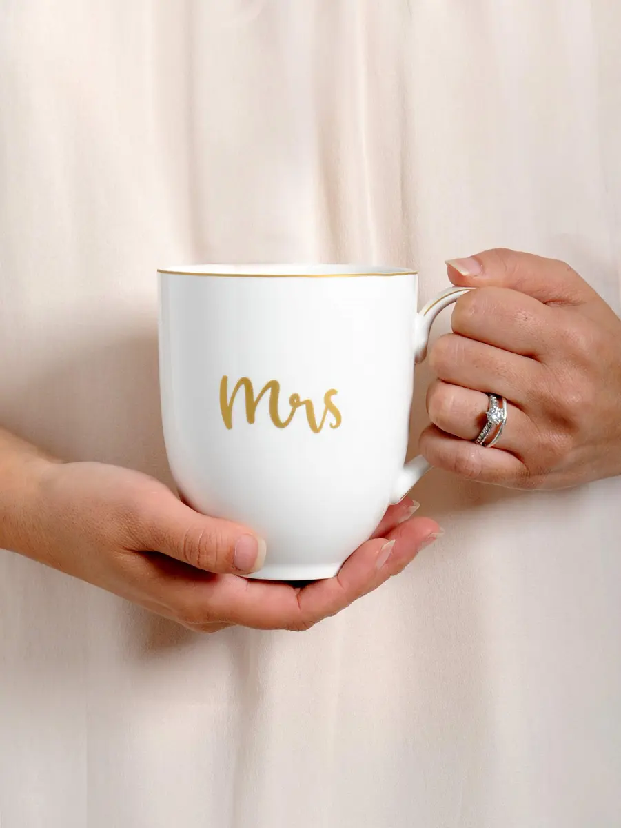 SipNBloom Mrs Coffee Mug Tea Cup | Bride Gift, Future Mrs, Engaged Mug, 13.5 oz, White - view 4