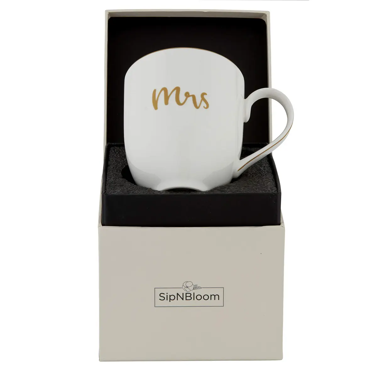 SipNBloom Mrs Coffee Mug Tea Cup | Bride Gift, Future Mrs, Engaged Mug, 13.5 oz, White - view 3