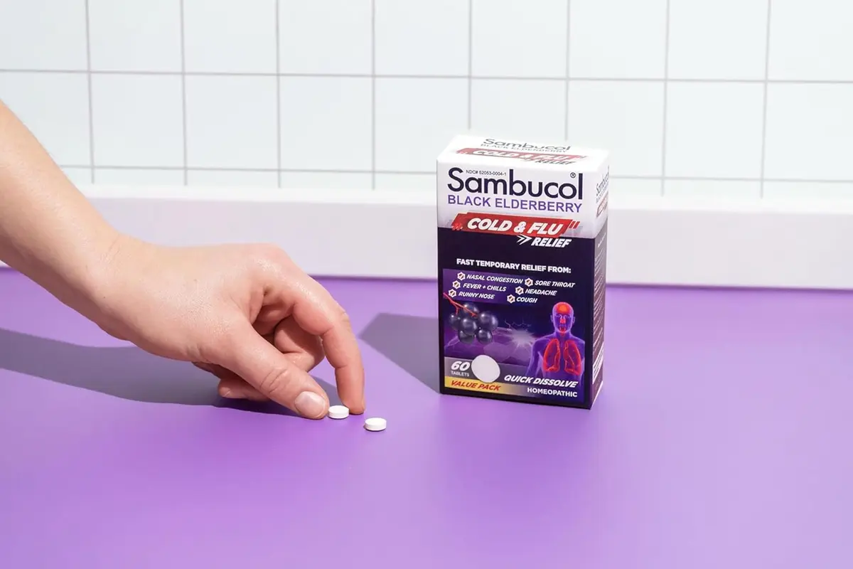 Sambucol Cold and Flu Relief Tablets - 60 Count | Quick-Dissolving Elderberry Medicine for Adults & Kids - view 8