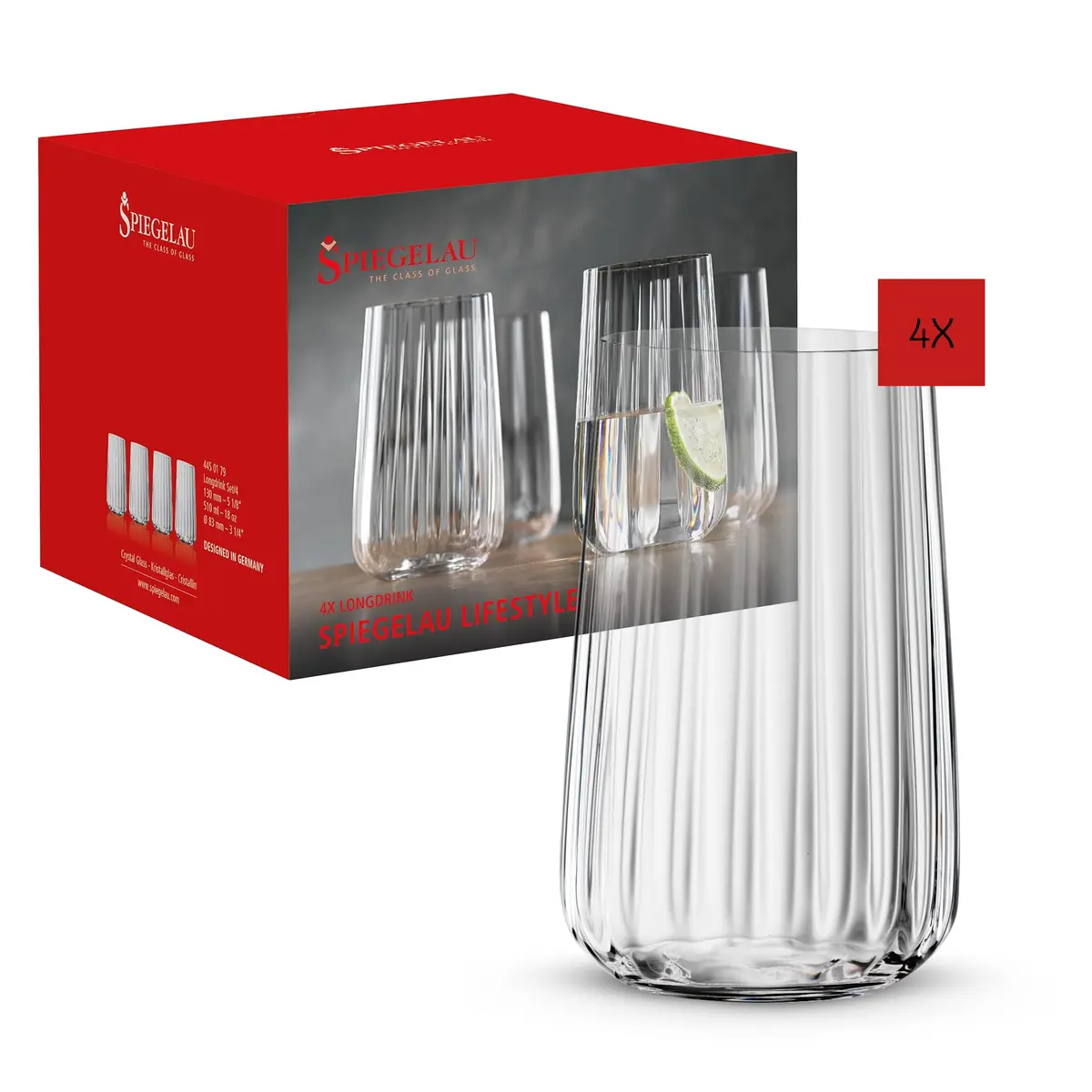 Spiegelau Lifestyle Longdrink Tumblers, Set of 4, 17 oz | European-Made Lead-Free Crystal - main product image