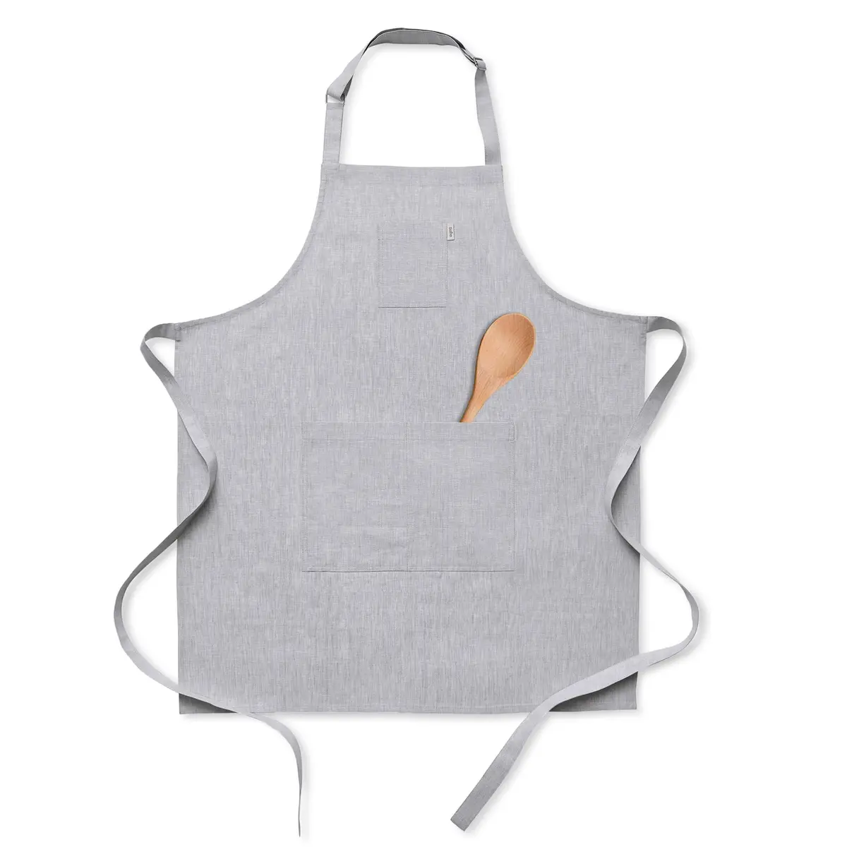 Solino Home 100% Linen Apron Light Grey | Classic Kitchen Apron 32 x 27 in - main product image