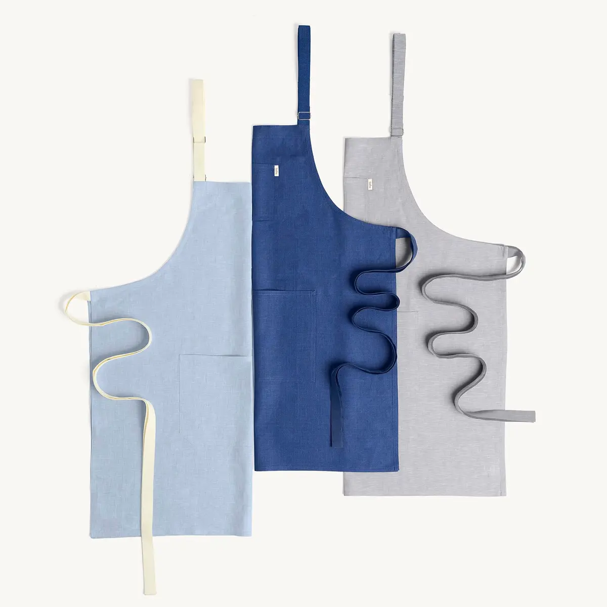 Solino Home 100% Linen Apron Light Grey | Classic Kitchen Apron 32 x 27 in - view 5