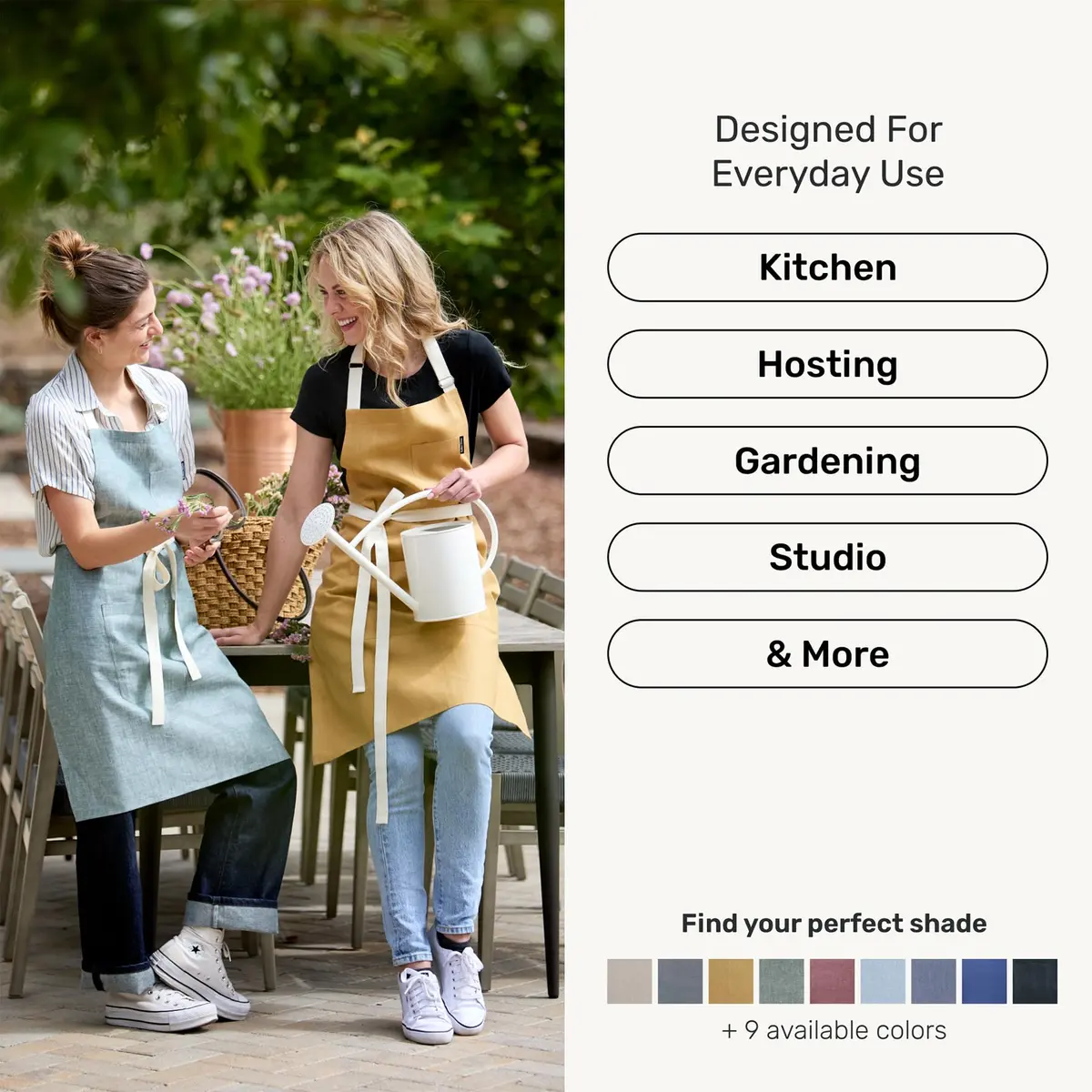 Solino Home 100% Linen Apron Light Grey | Classic Kitchen Apron 32 x 27 in - view 4