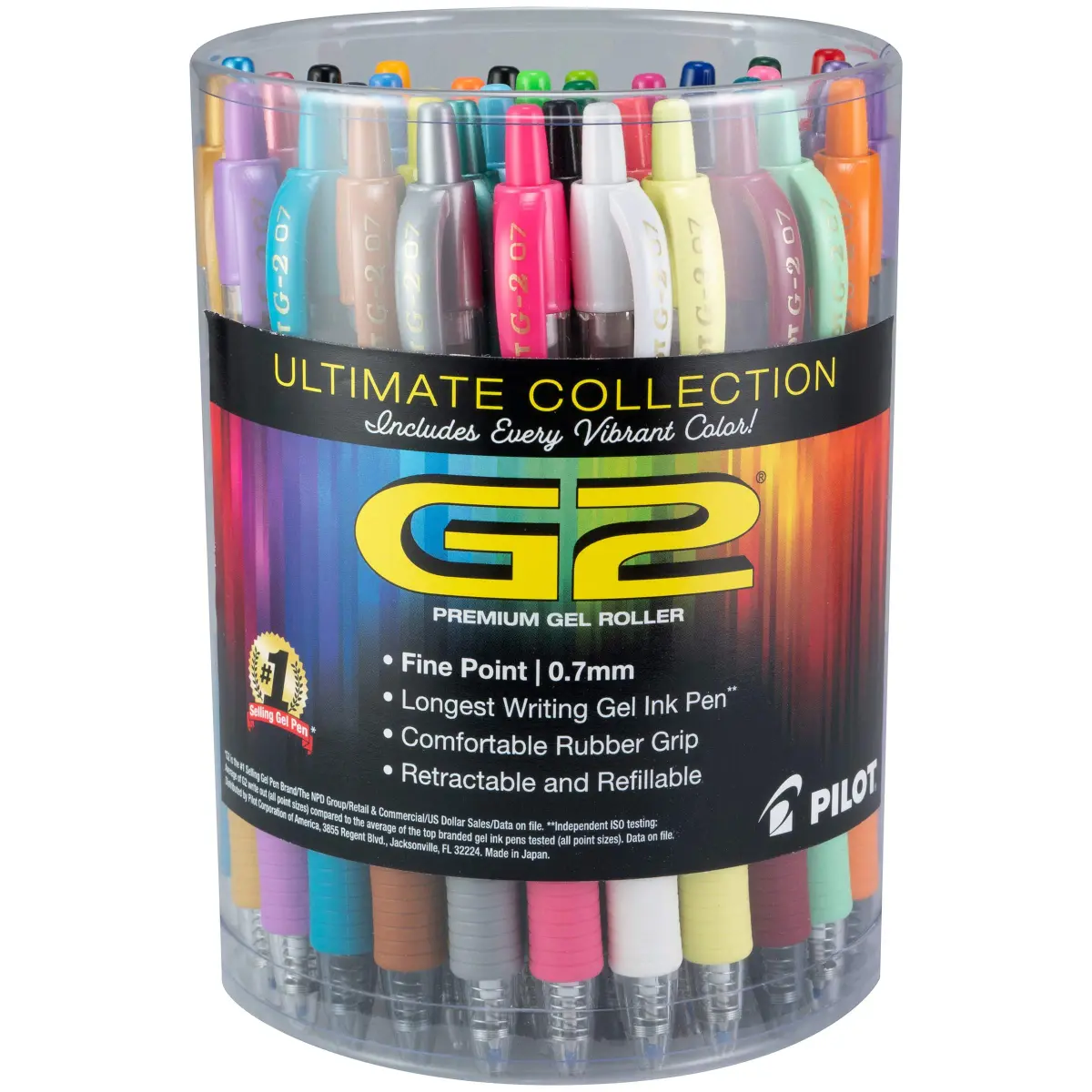 PILOT G2 Gel Ink Rollerball Pens, Assorted Vibrant Colors, 0.7mm Fine Point, 36-Pack Tub | Smooth Writing for Students & Professionals - main product image